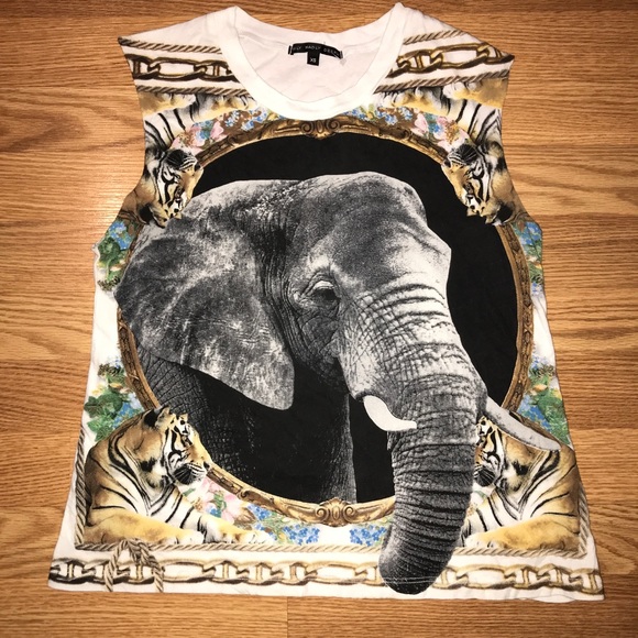 Brocade elephant chain scarf muscle Shirt XS S - Picture 2 of 8